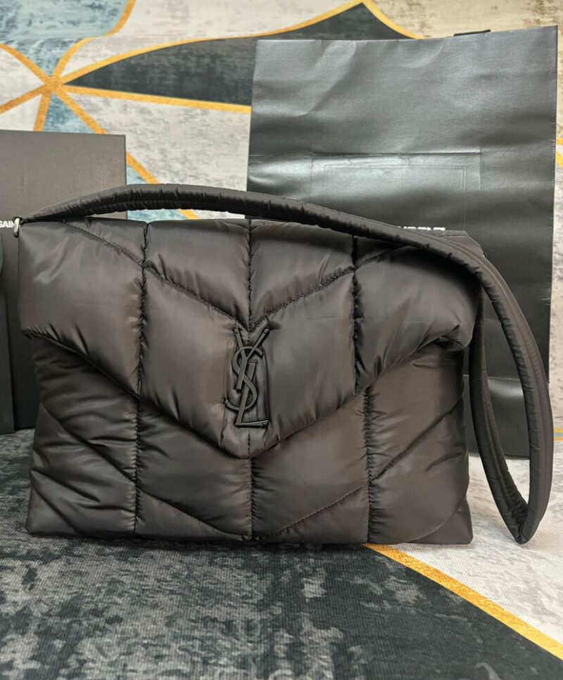 Saint Laurent Puffer Messenger Bag In Econyl Regenerated Nylon Black